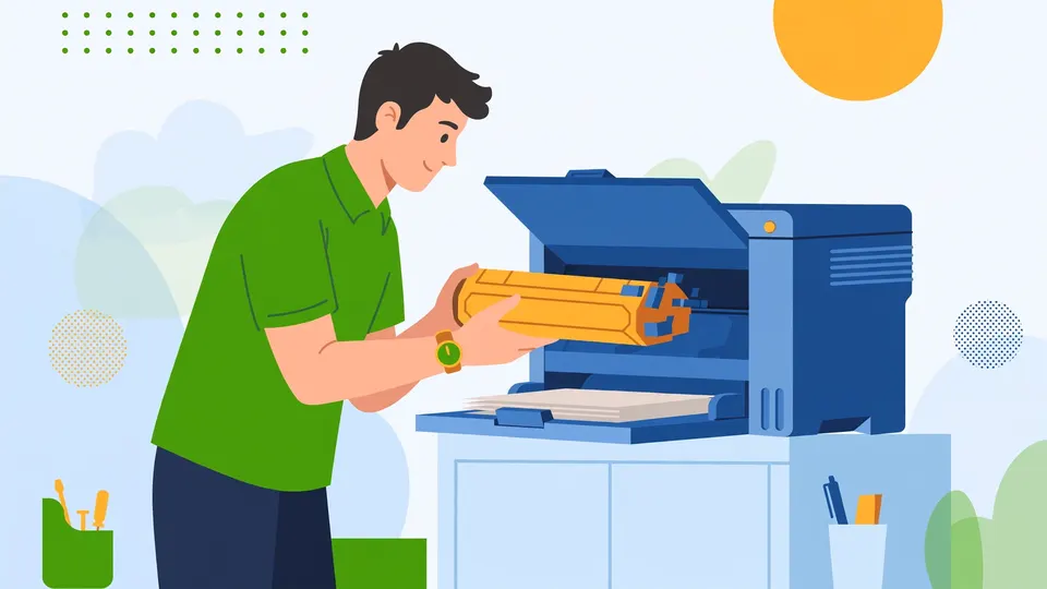 Lắp hộp mực mới vào máy