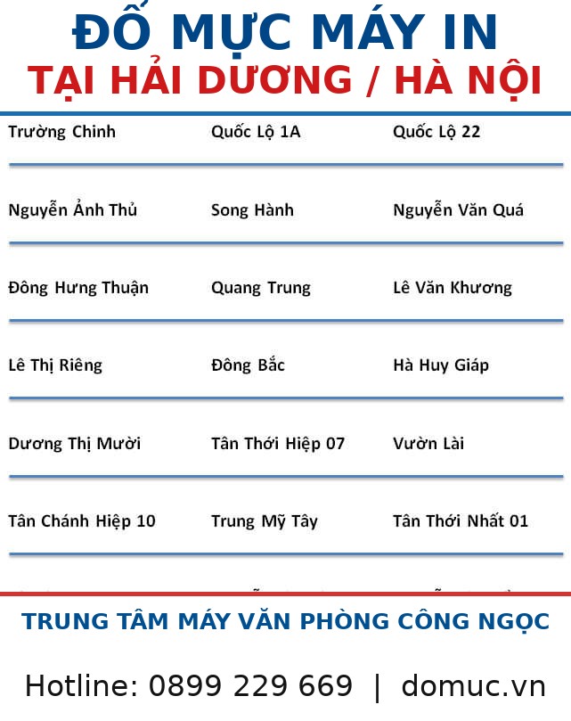 Danh Sach Con Duong muc in cong ngoc Phuc Vu O Quan 12