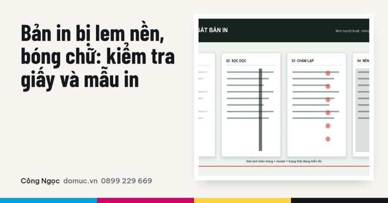 Bản in lem nền, bóng chữ: kiểm tra theo từng dấu hiệu