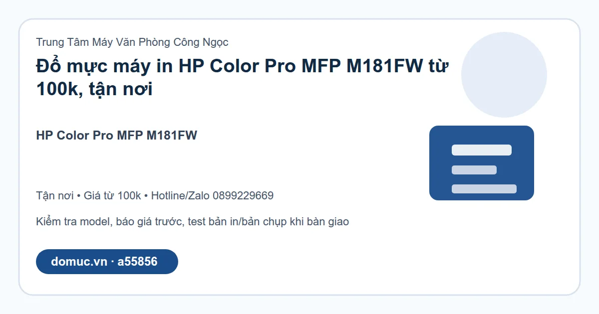 ảnh dịch vụ đổ mực máy in tại HP Color Pro MFP M181FW - Công Ngọc