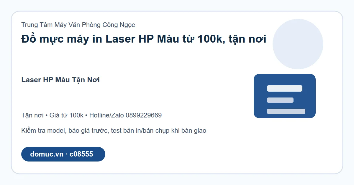 ảnh dịch vụ đổ mực máy in tại Laser HP Màu Tận Nơi - Công Ngọc