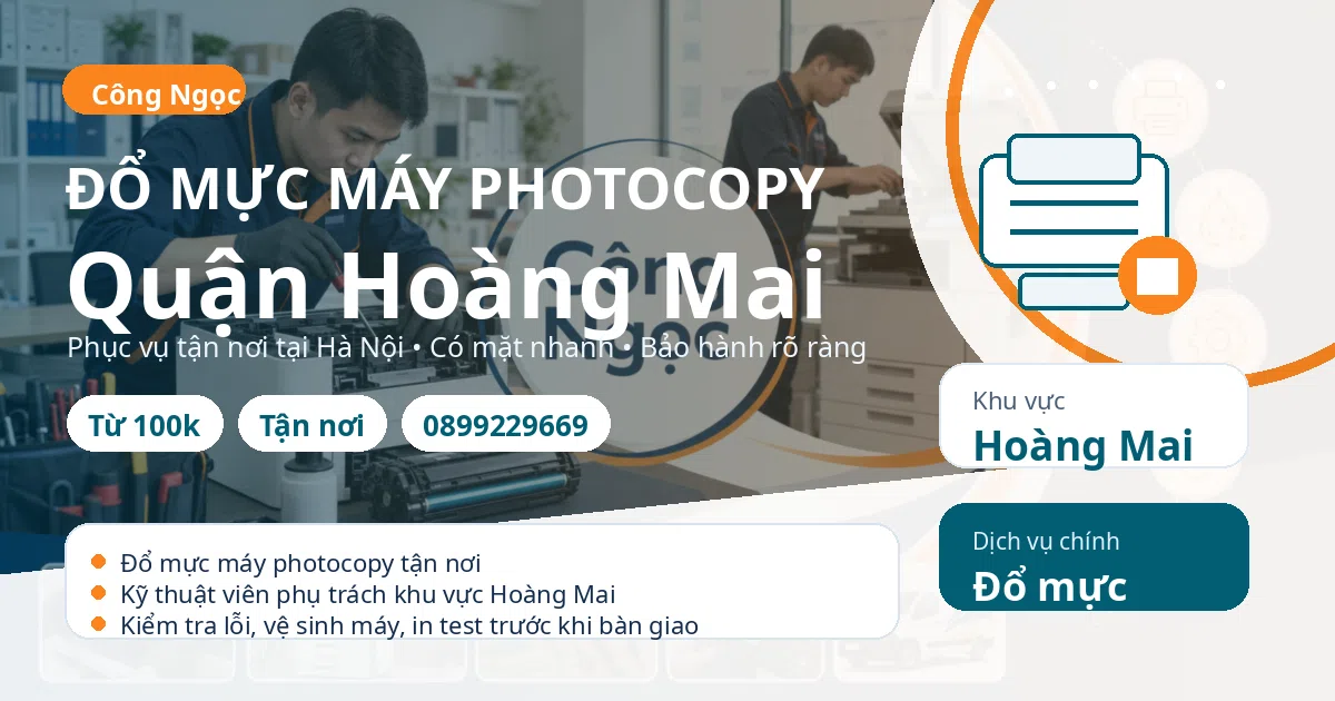 Đổ mực máy photocopy tại Hoàng Mai - Máy Văn Phòng Công Ngọc