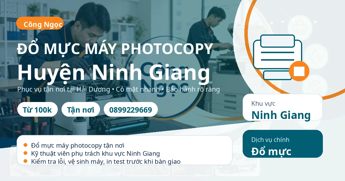 Đổ mực máy photocopy tại Ninh Giang - Máy Văn Phòng Công Ngọc