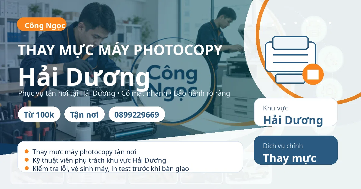 Thay mực máy photocopy tại Hải Dương - Máy Văn Phòng Công Ngọc