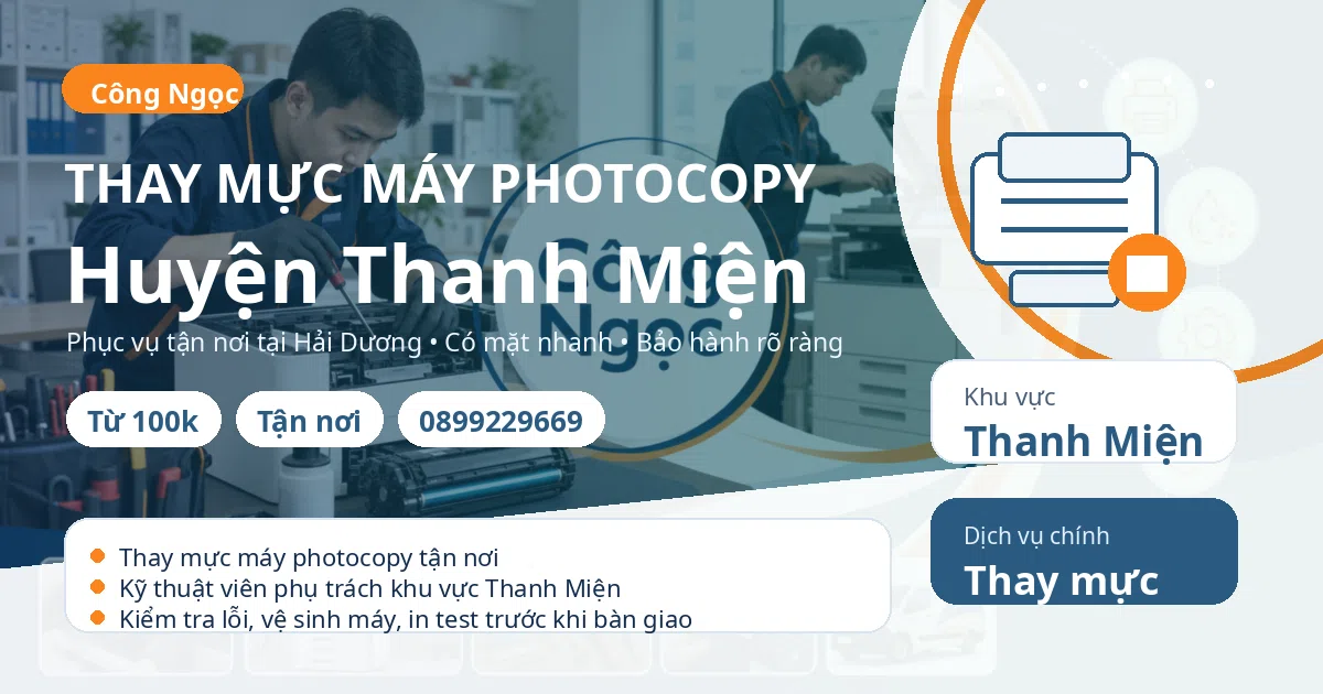 Thay mực máy photocopy tại Thanh Miện - Máy Văn Phòng Công Ngọc